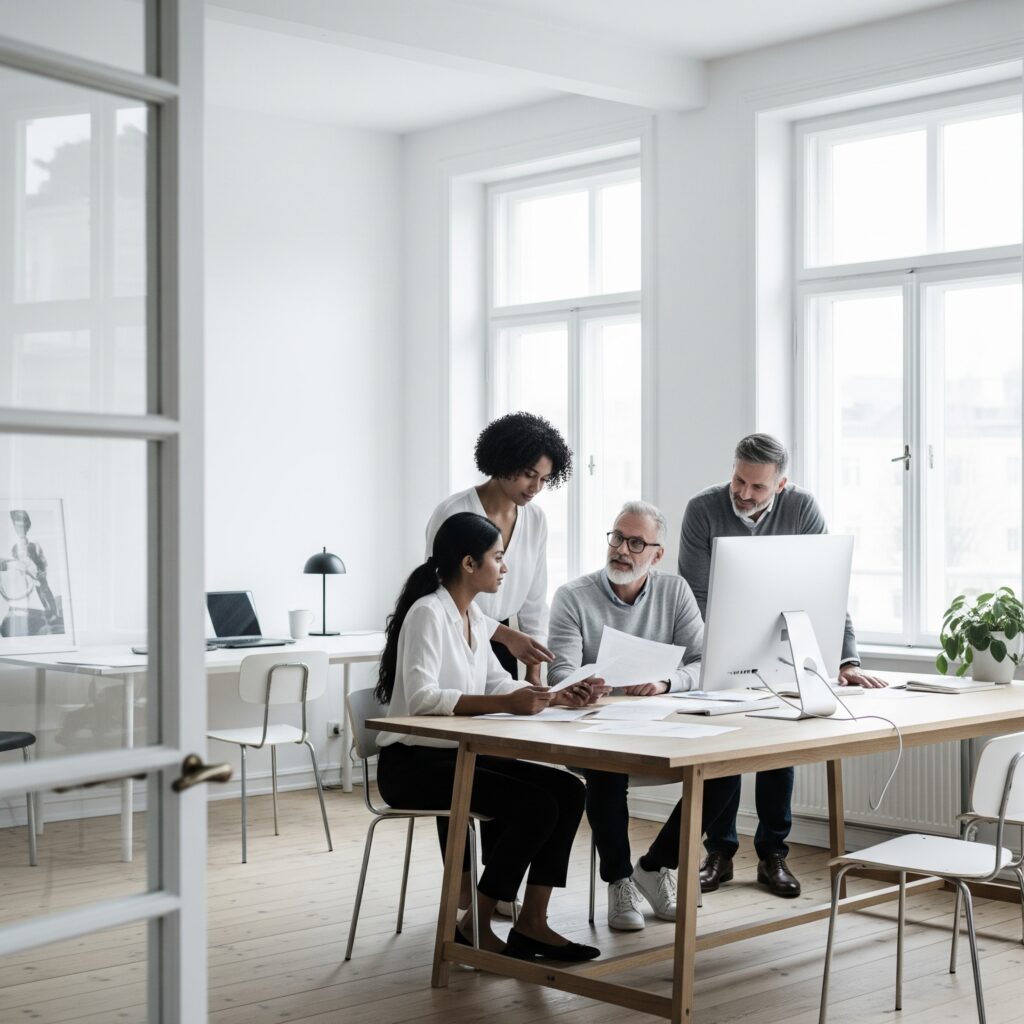 AI branding agency team brainstorming | Barkerbros.ai | Ai marketing services